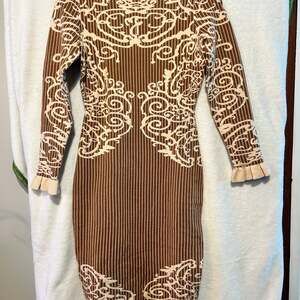 Cohnti Chai Latte Sweater Midi Dress - Brown Combo